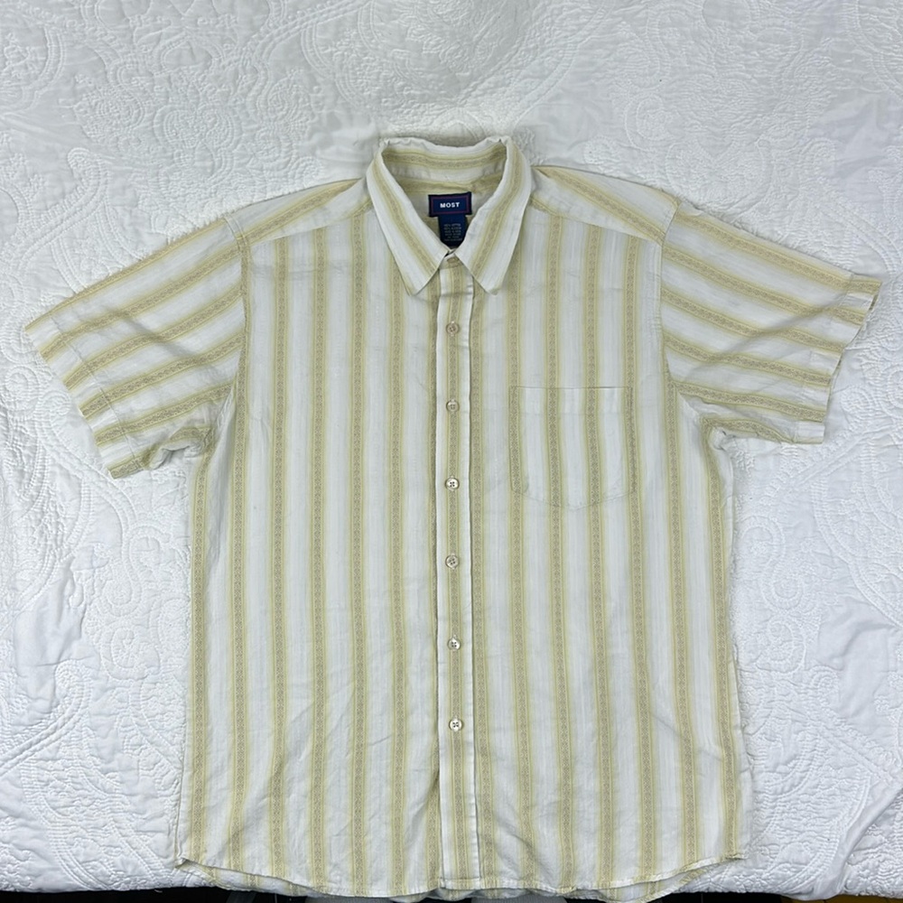 MOST Men’s Large Cuban striped button up short sleeve